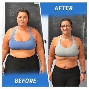 A photo of a woman before and after completing the 10 Week Challenge.
