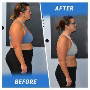A side profile photo of a woman before and after completing the 10 Week Challenge.