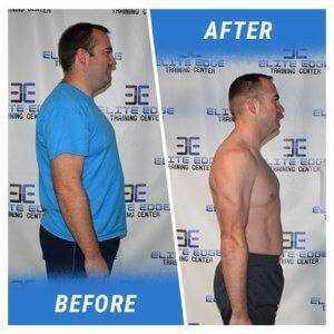 A side profile photo of a man before and after completing the 3 Week Challenge.