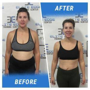 Photo of a woman before and after completing the 6 Week Challenge