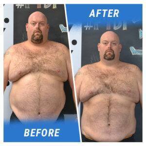 A photo of a man facing the camera before and after completing the Elite Edge 6 Week Challenge.