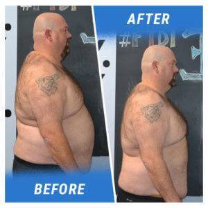 A side profile of a man before and after completing the 6 Week Challenge.